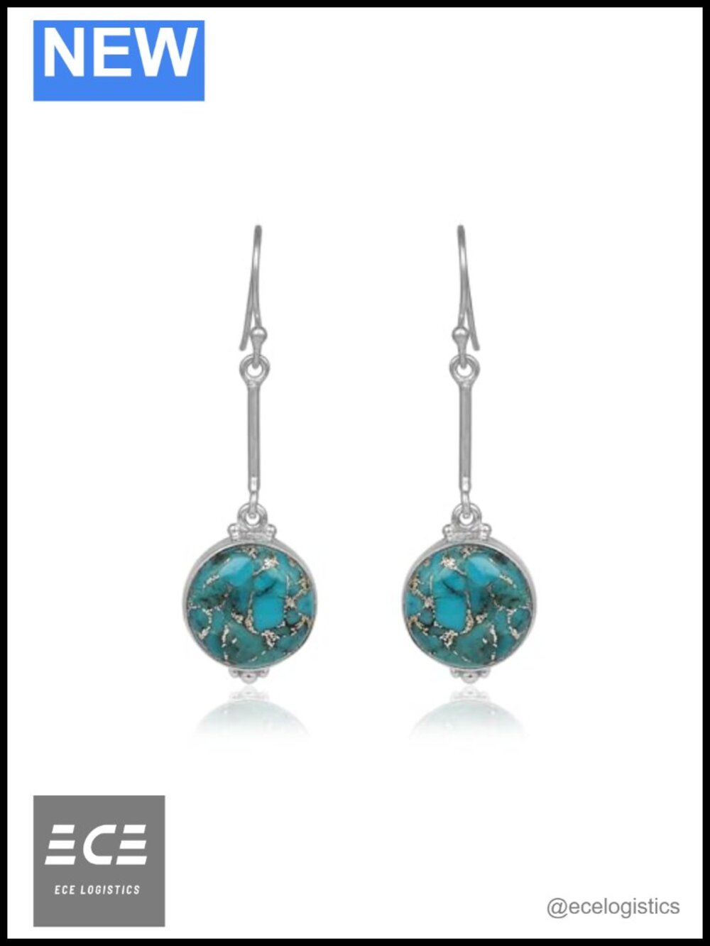 925 Sterling Silver Turquoise Dangle Drop Earrings for Women Boho Gift